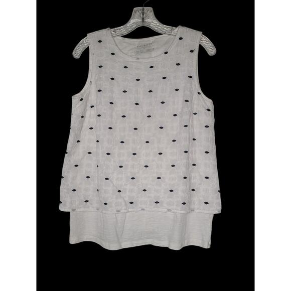 Talbots Tank Top White Floral Embroidered Polka Dot Layered Small Shirt - Picture 1 of 8